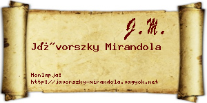 Jávorszky Mirandola névjegykártya